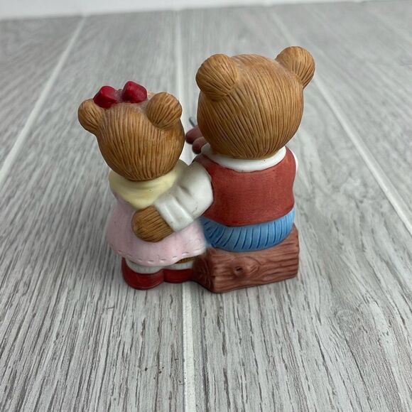 Homco #1446 Campfire Bear Couple Figurine Set of 2 Marshmallows & Hotdogs - Picture 4 of 9